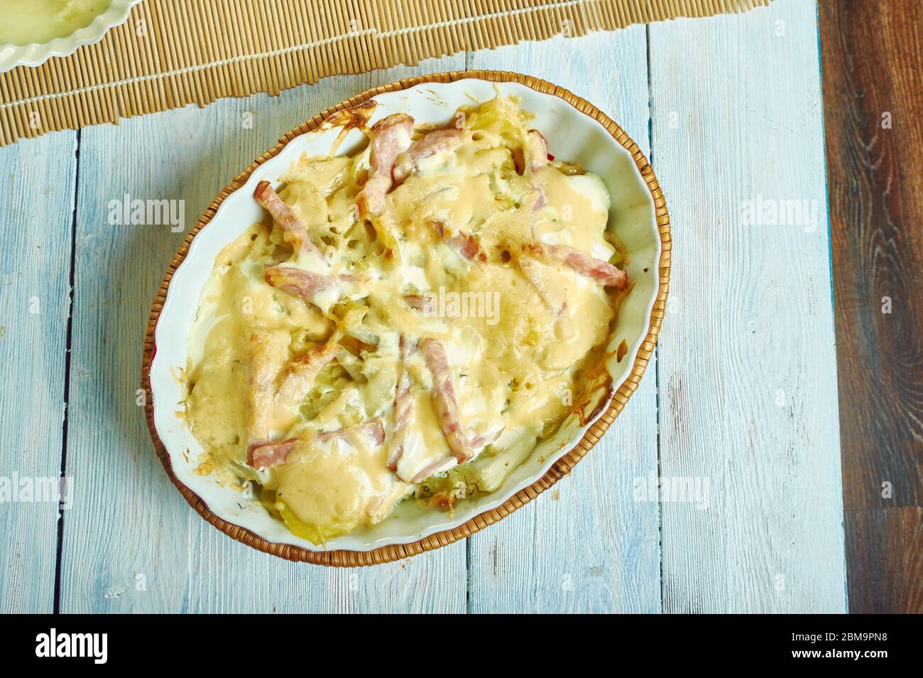 French Creamy Potato Bacon Brie Tartiflette Casserole Stock Photo Alamy