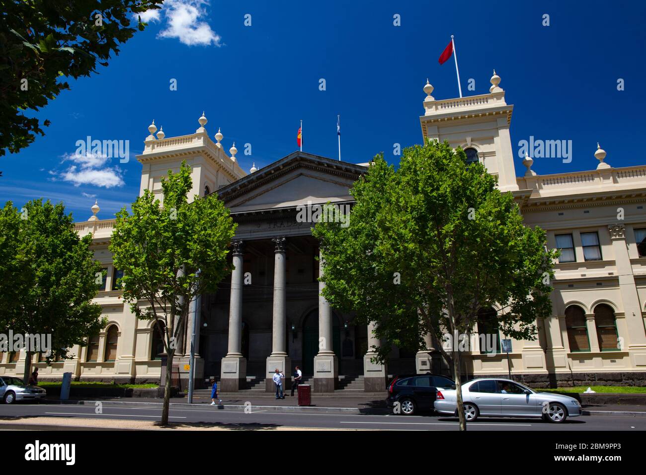 Melbourne Trades Hall, or Victorian Trades Hall Council, Melbourne, is the world's oldest trade union building. It is the birthplace of organisations Stock Photo