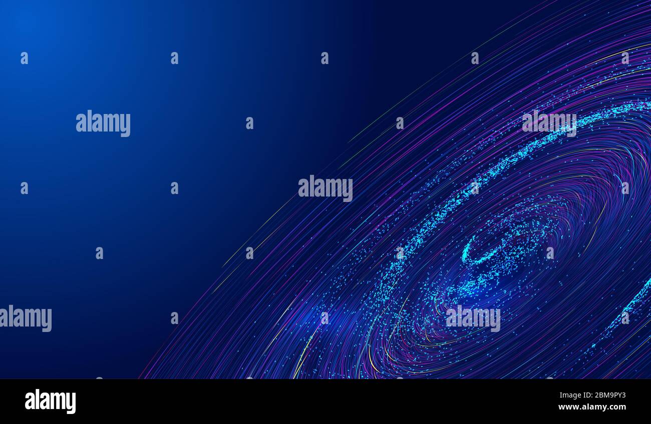 Cosmic vortex, particle building network technology big data background. Stock Photo