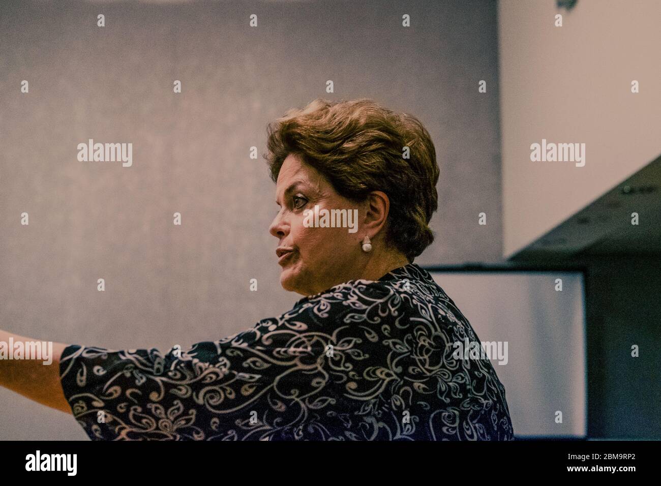 Former President of Brazil Dilma Rousseff during an interview in London, UK. Stock Photo