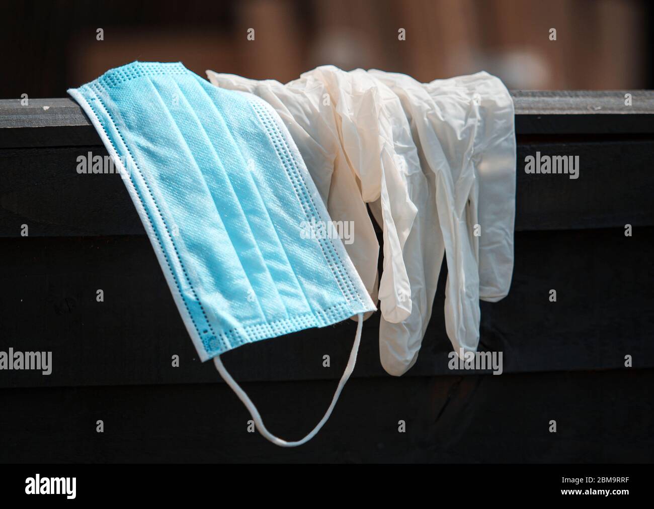 Used and discarded medical personal protective equipment also known as PPE Stock Photo