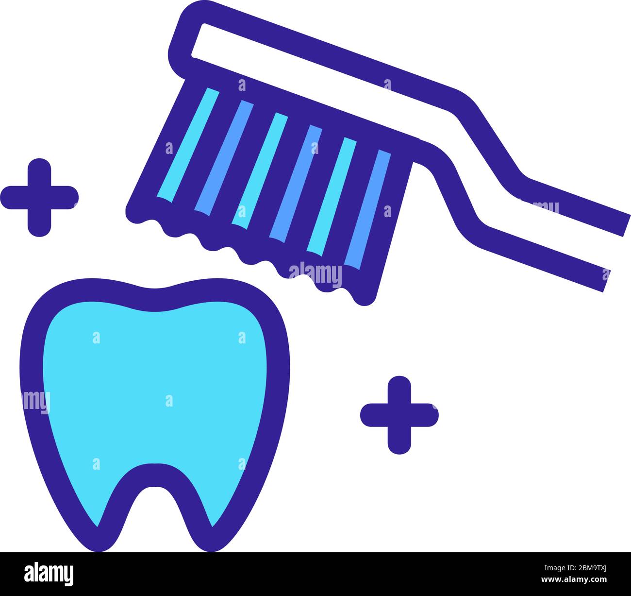 toothbrush cleans tooth icon vector outline illustration Stock Vector ...