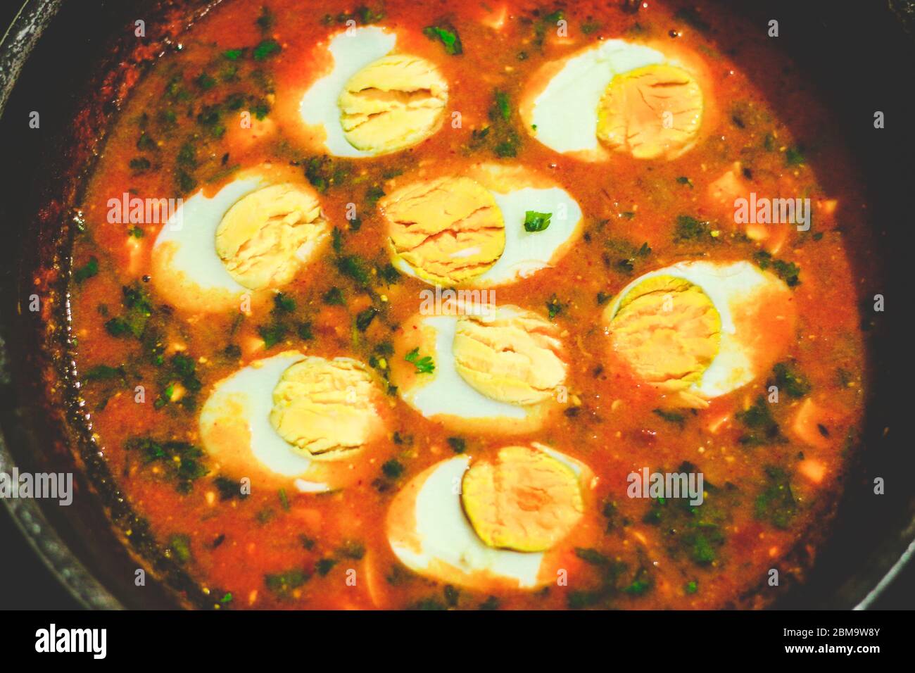 Home made Egg Curry Top view Stock Photo
