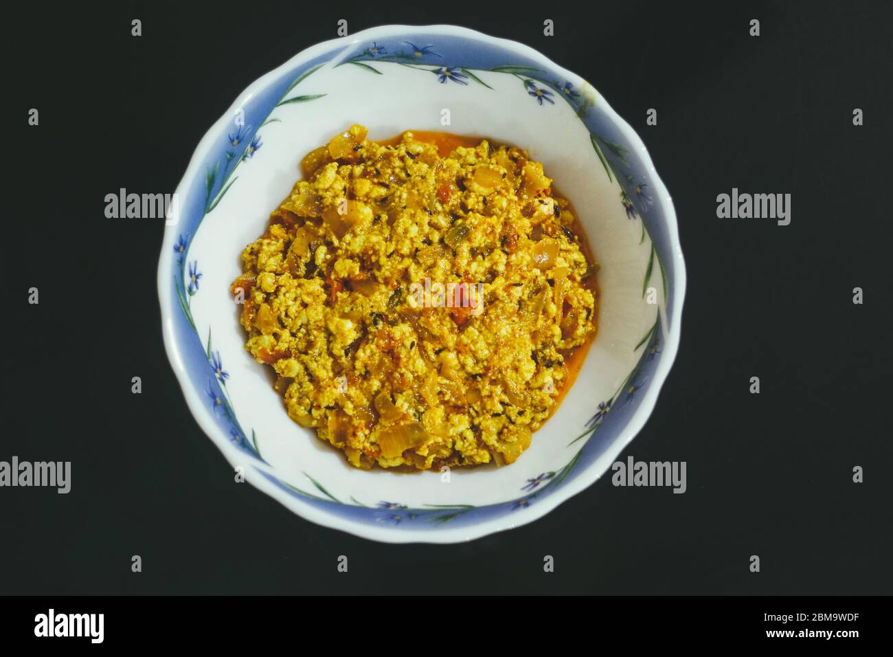 Home cooked Paneer Bhurjee Stock Photo