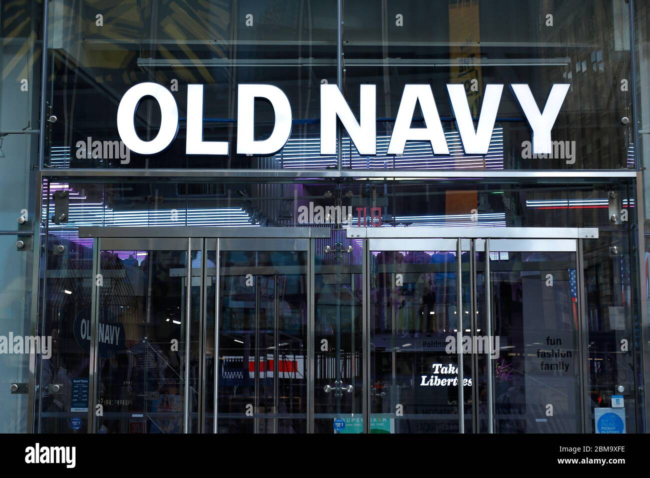 An Old Navy logo is seen on one of their branches. Stock Photo