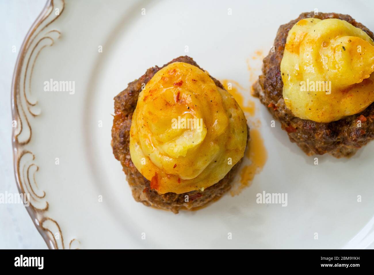 Turkish Food Hasanpasa Kofte / Kofta with Puree / Meatball with