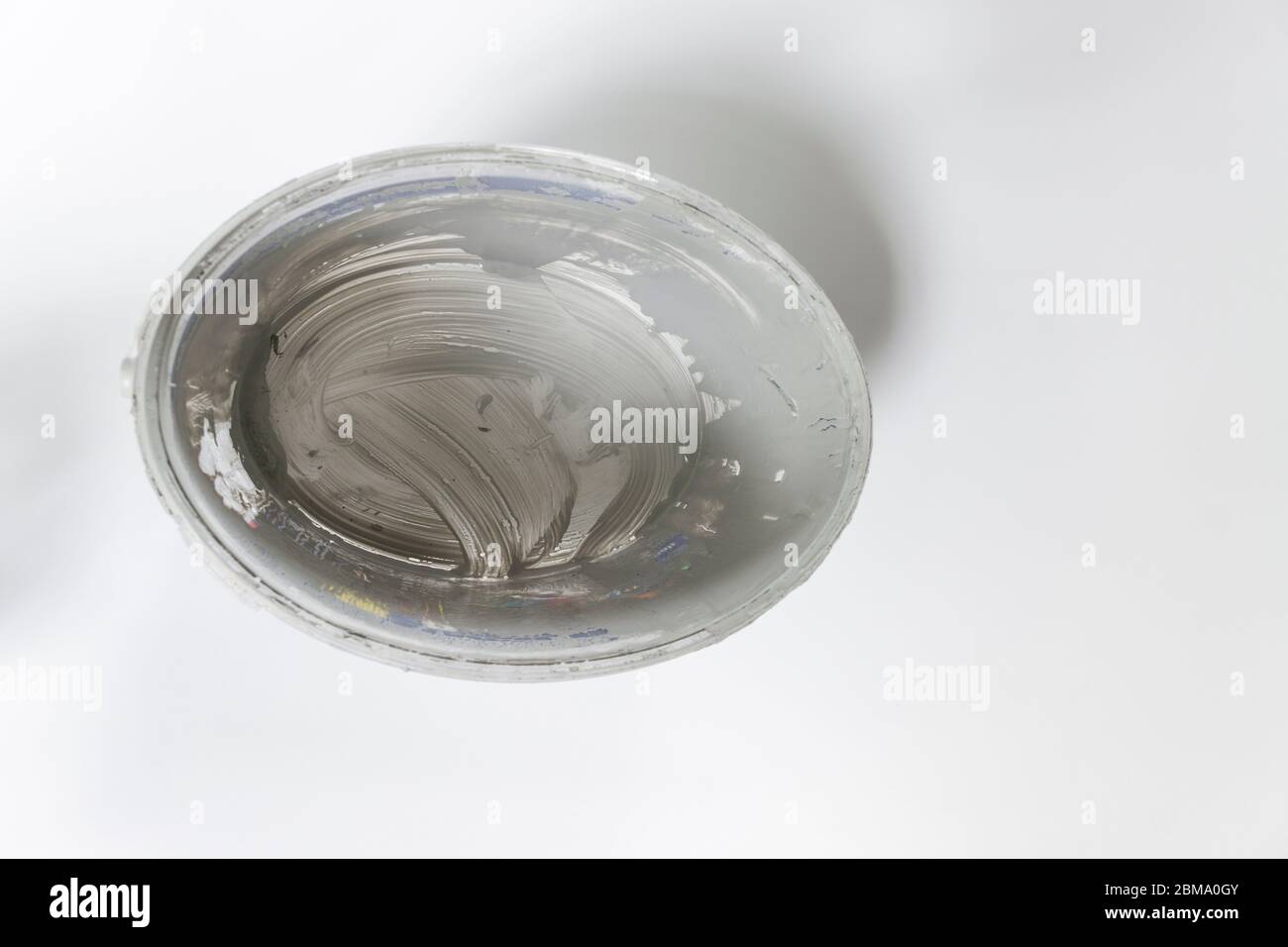 empty bucket with lid, for paint on white background Stock Photo Alamy