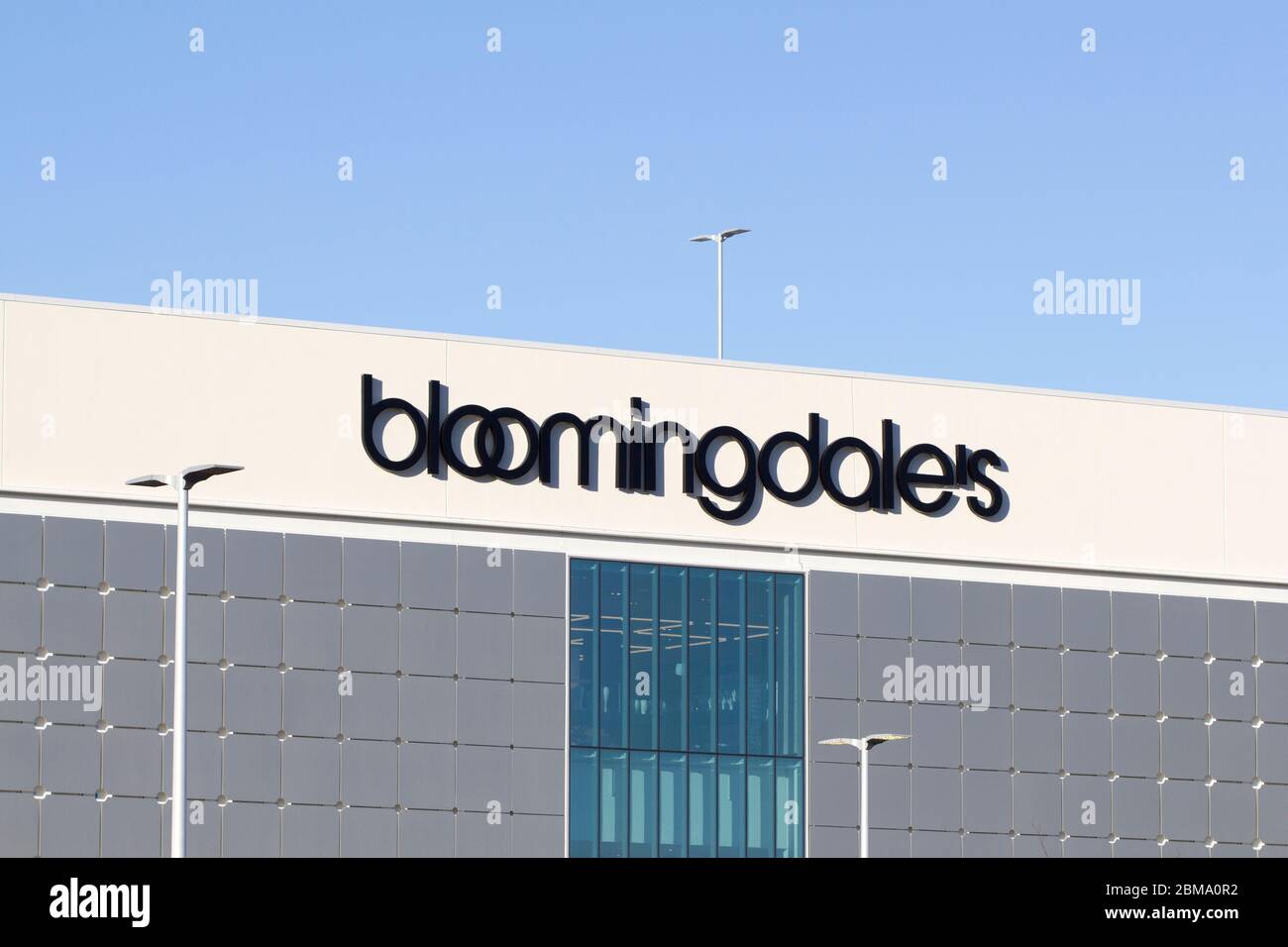 American luxury department store chain Bloomingdale's Inc.'s San Jose store exterior, seen on Monday, Feb 10, 2020. Stock Photo