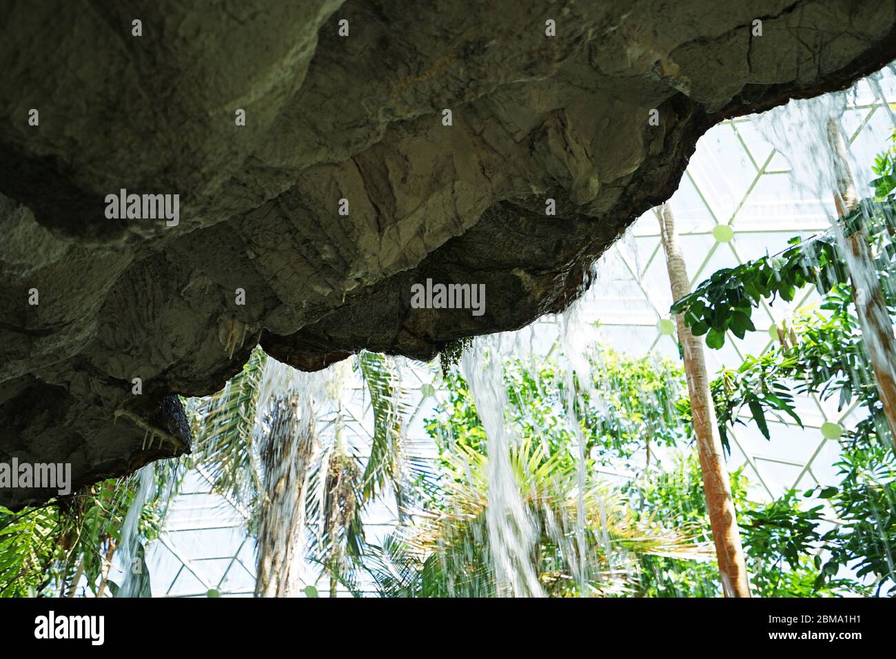 Natural rocky waterfall in rainforest park Stock Photo