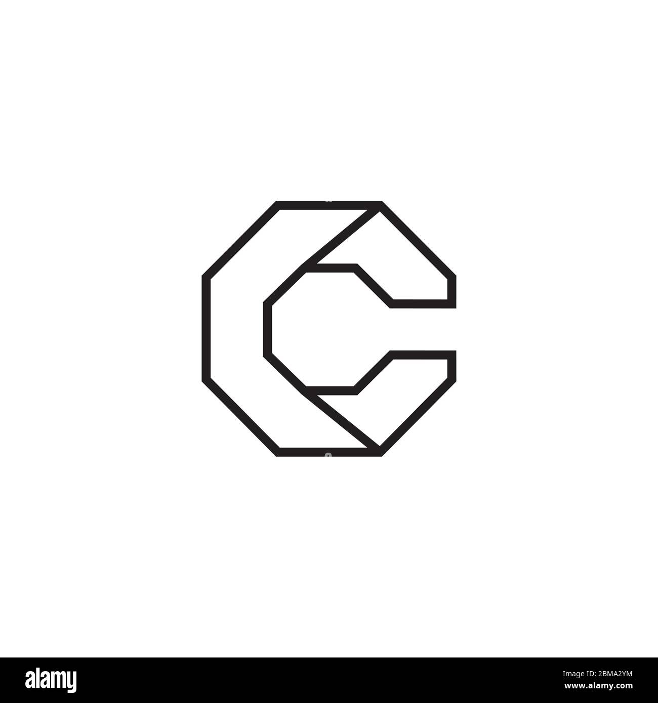 C geometric hexagon letter line logo design vector Stock Vector Pertaining To Large Letter C Template