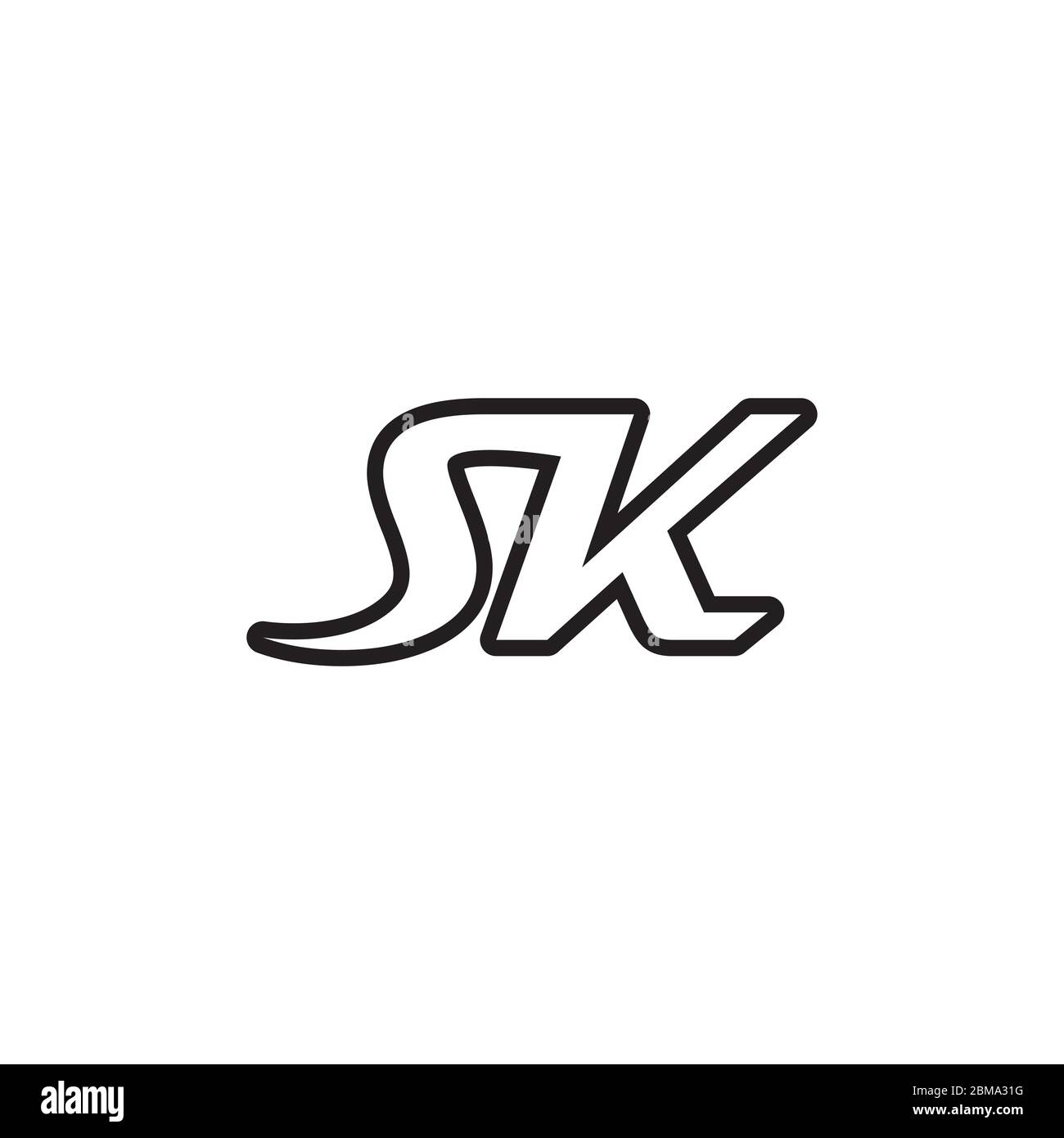 S K letter lines logo design vector Stock Vector