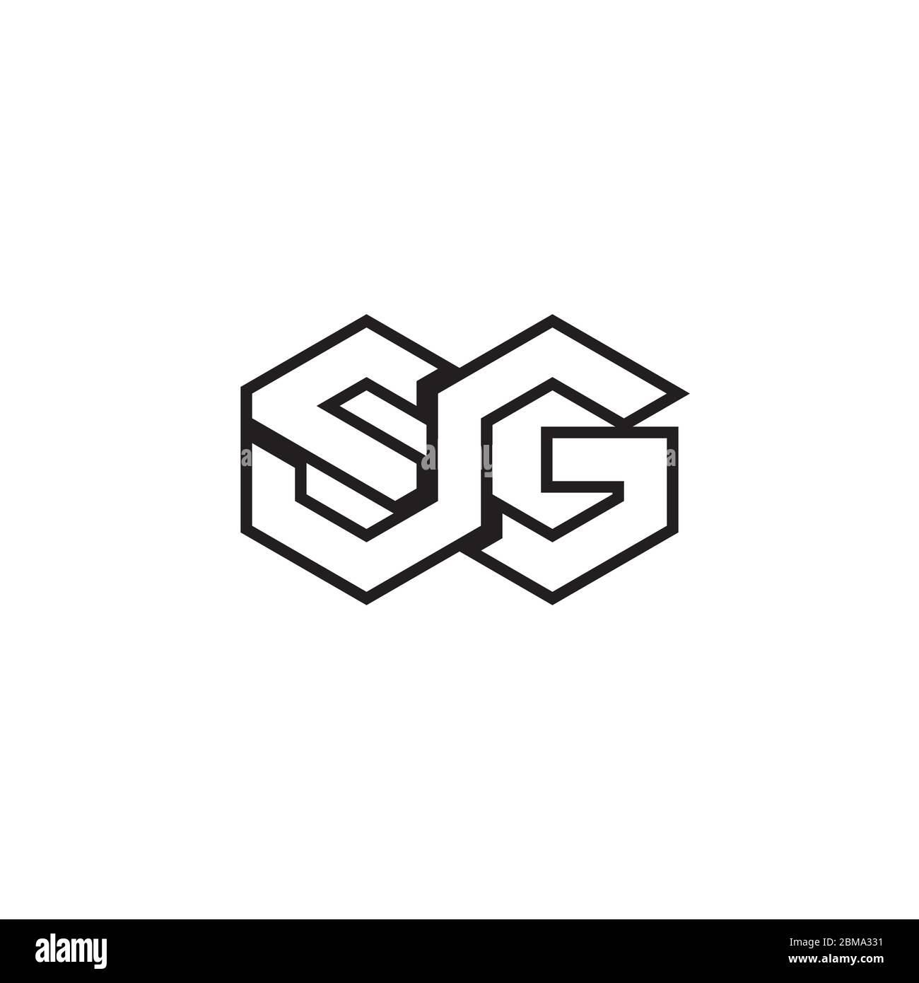 S G hexagonal letter logo concept Stock Vector