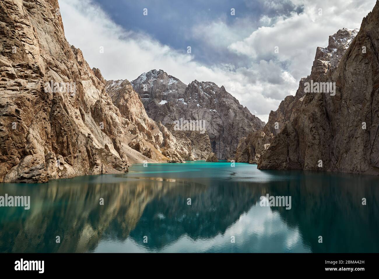 Beautiful landscape of famous mountain Lake Kel Suu. Located near Chinese border in Kyrgyzstan Stock Photo