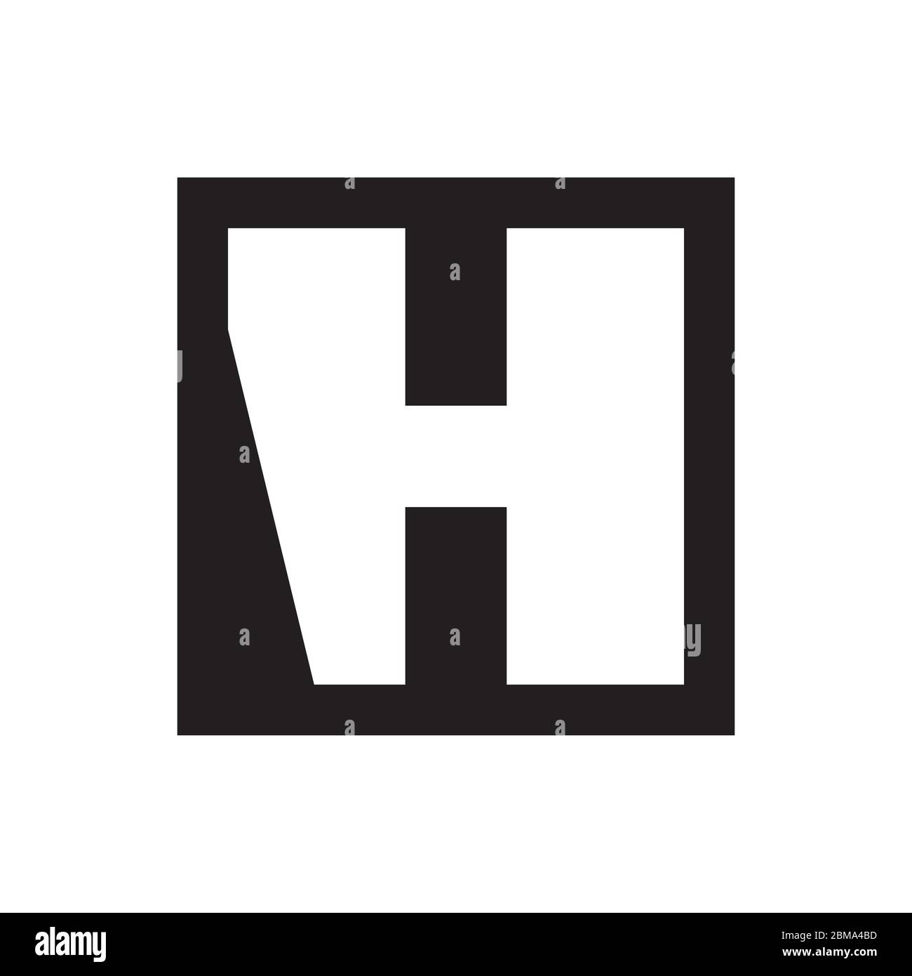 H initial letter negative space on square design vector Stock Vector
