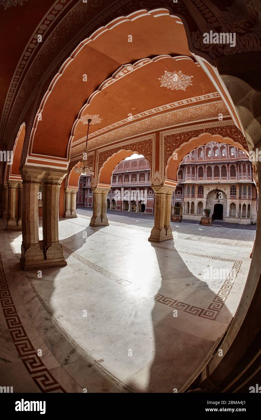 Chandra Mahal museum at City Palace in Jaipur, Pink city, Rajasthan ...