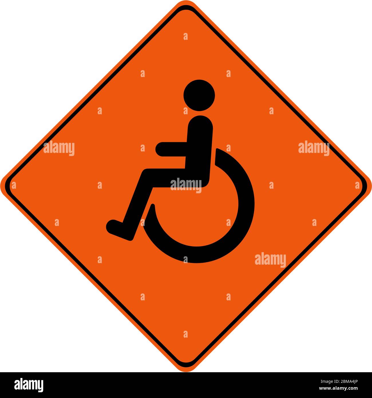 Warning sign with disabled people symbol Stock Photo