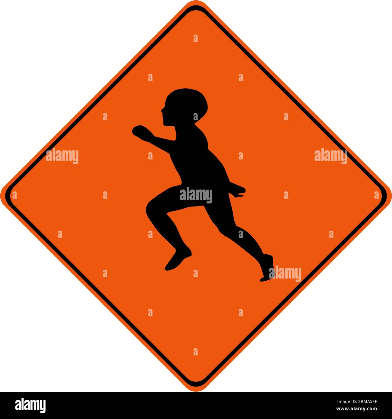 Warning sign with kid playing symbol Stock Photo