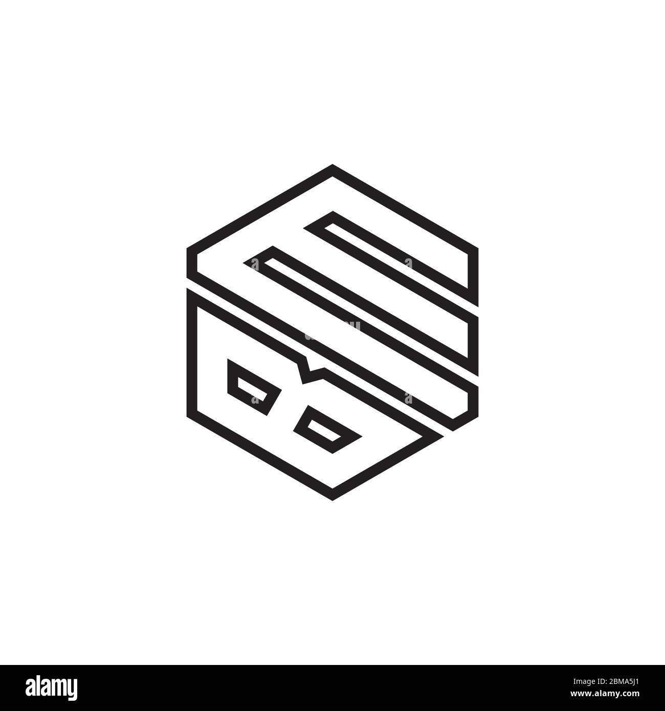 B M hexagon lines logo design vector Stock Vector