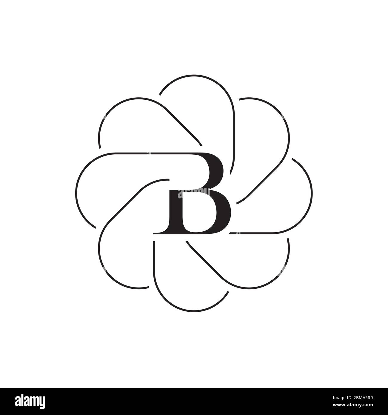 B flower lines logo design vector Stock Vector