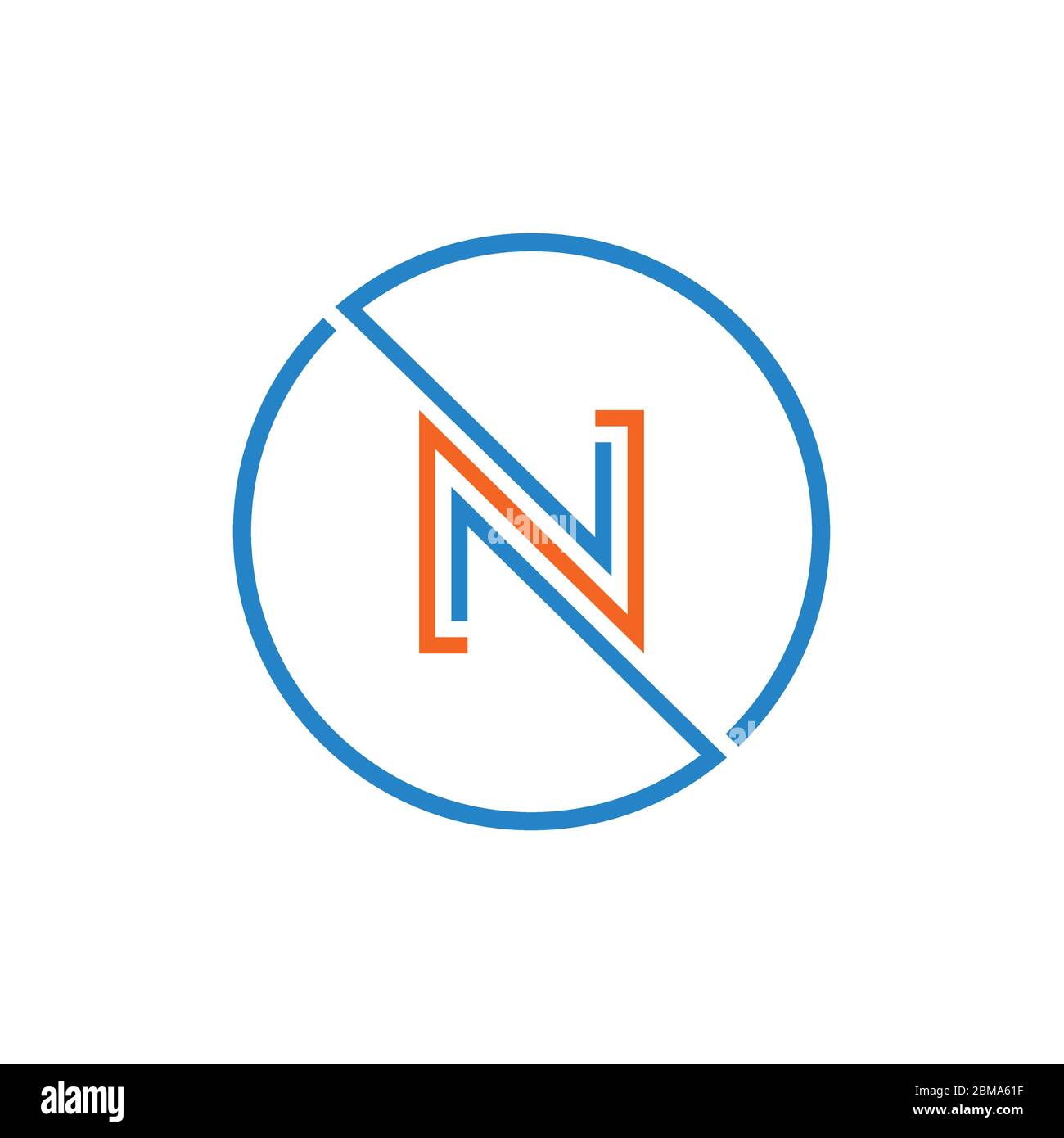 N letter on circle lines design concept Stock Vector