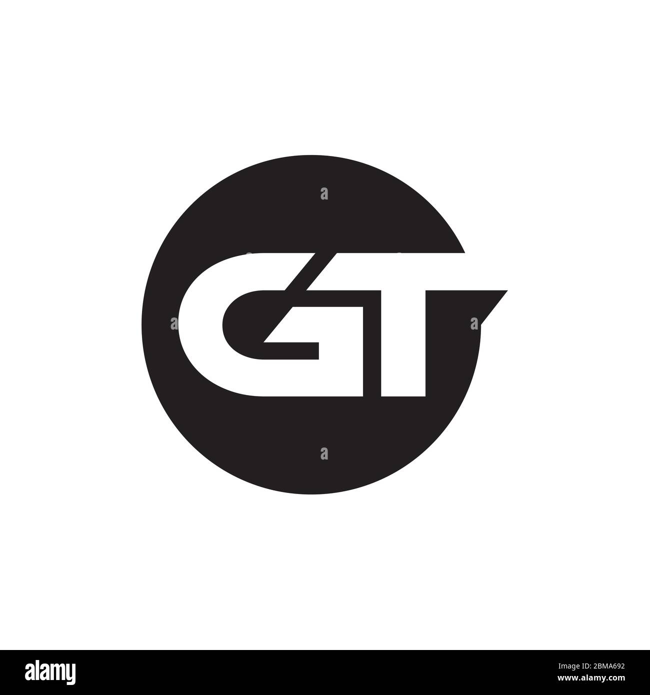 G T letter negative space on circle design vector Stock Vector