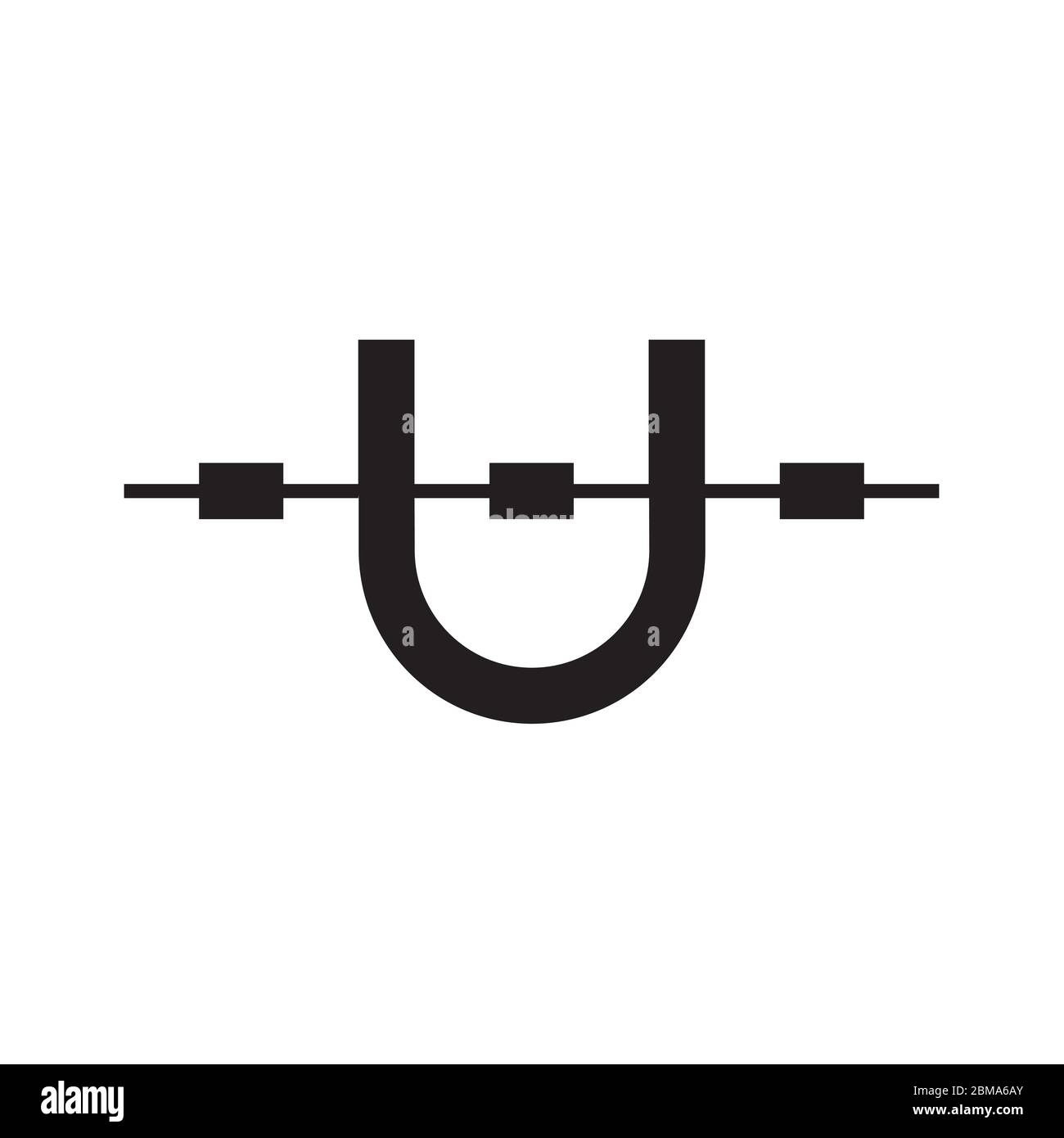 braces tooth letter U logo design concept Stock Vector