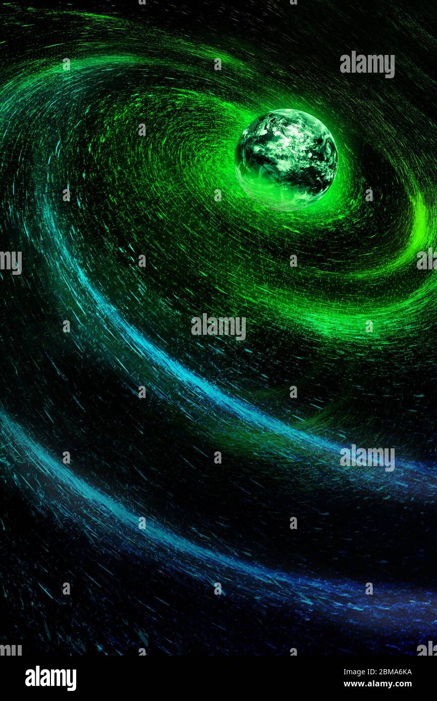 Cosmic star vortex earth, science and technology internet background. Stock Photo