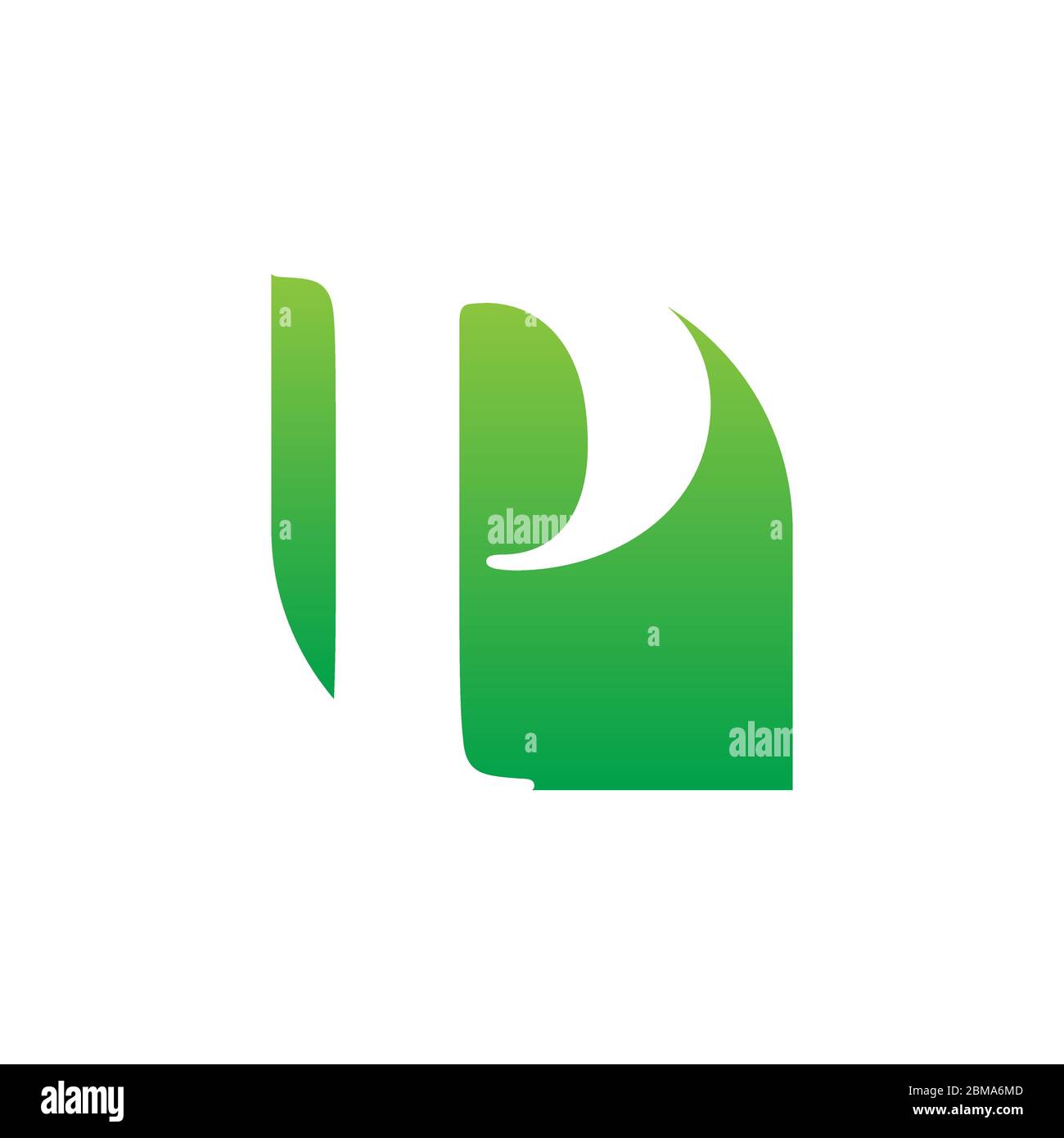 P green leaf letter logo negative space design concept Stock Vector
