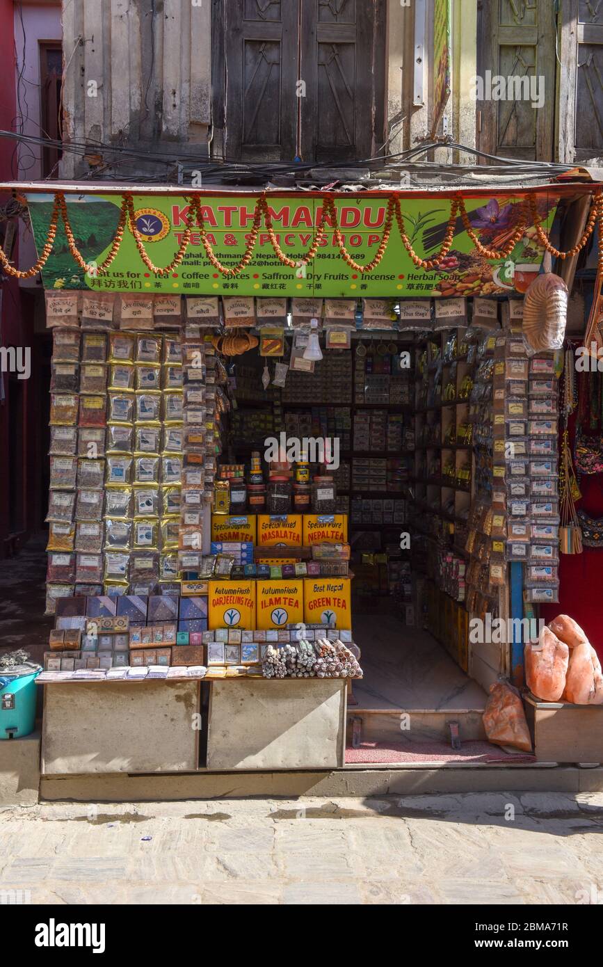 Kathmandu, Nepal 6 January 2020 small tea store at Kathmandu on