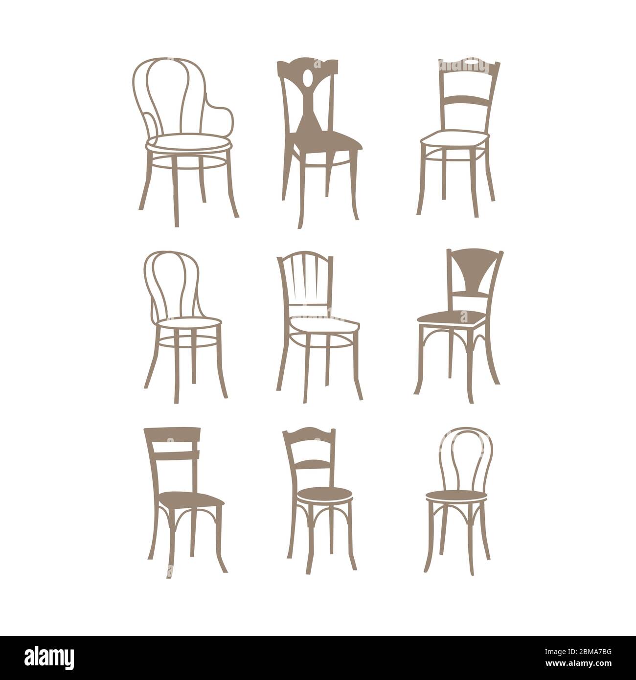 Flat vector icon of classic wooden chair with - Stock Illustration  [48564414] - PIXTA