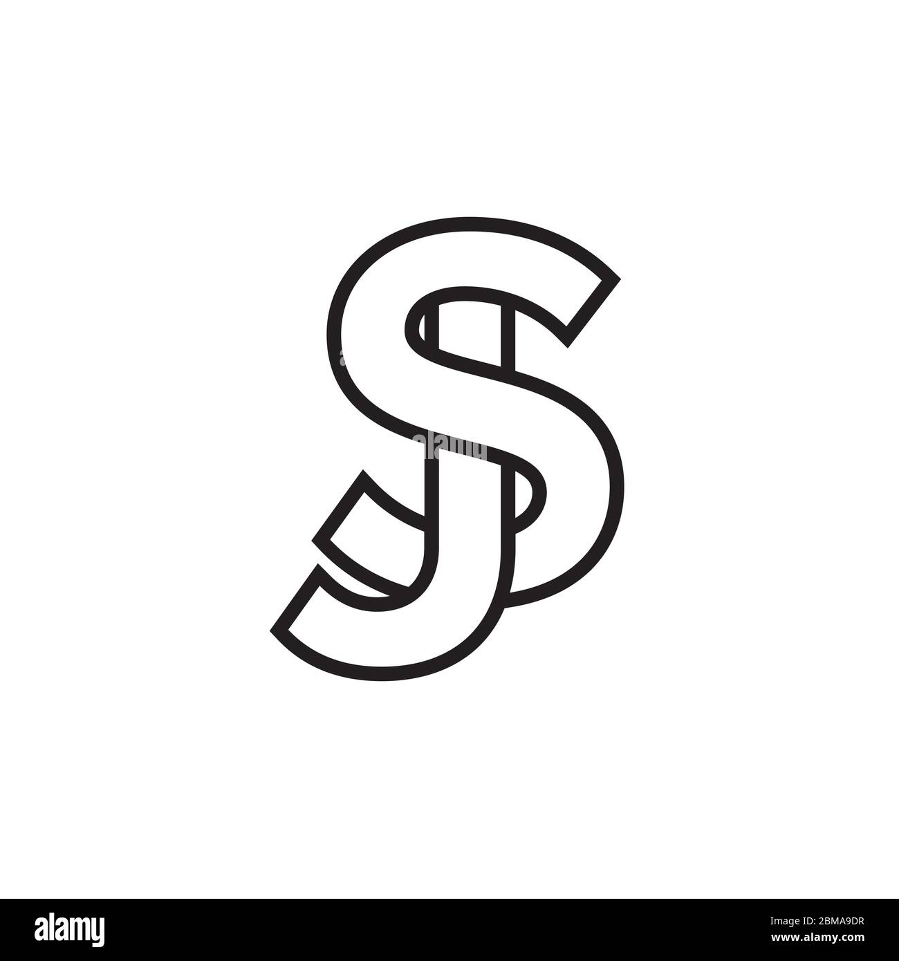 S J / J S letter line logo design vector Stock Vector