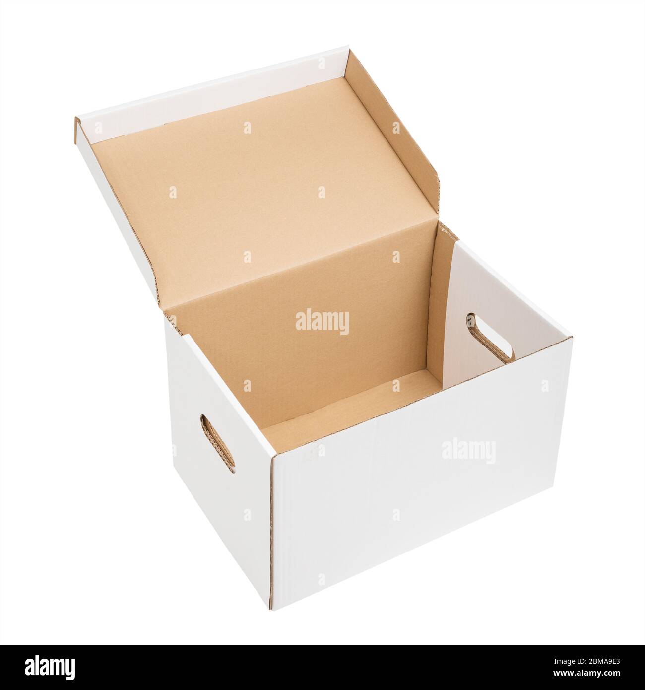 Prime Cardboard Box Open Wrapping Paper Isolated White