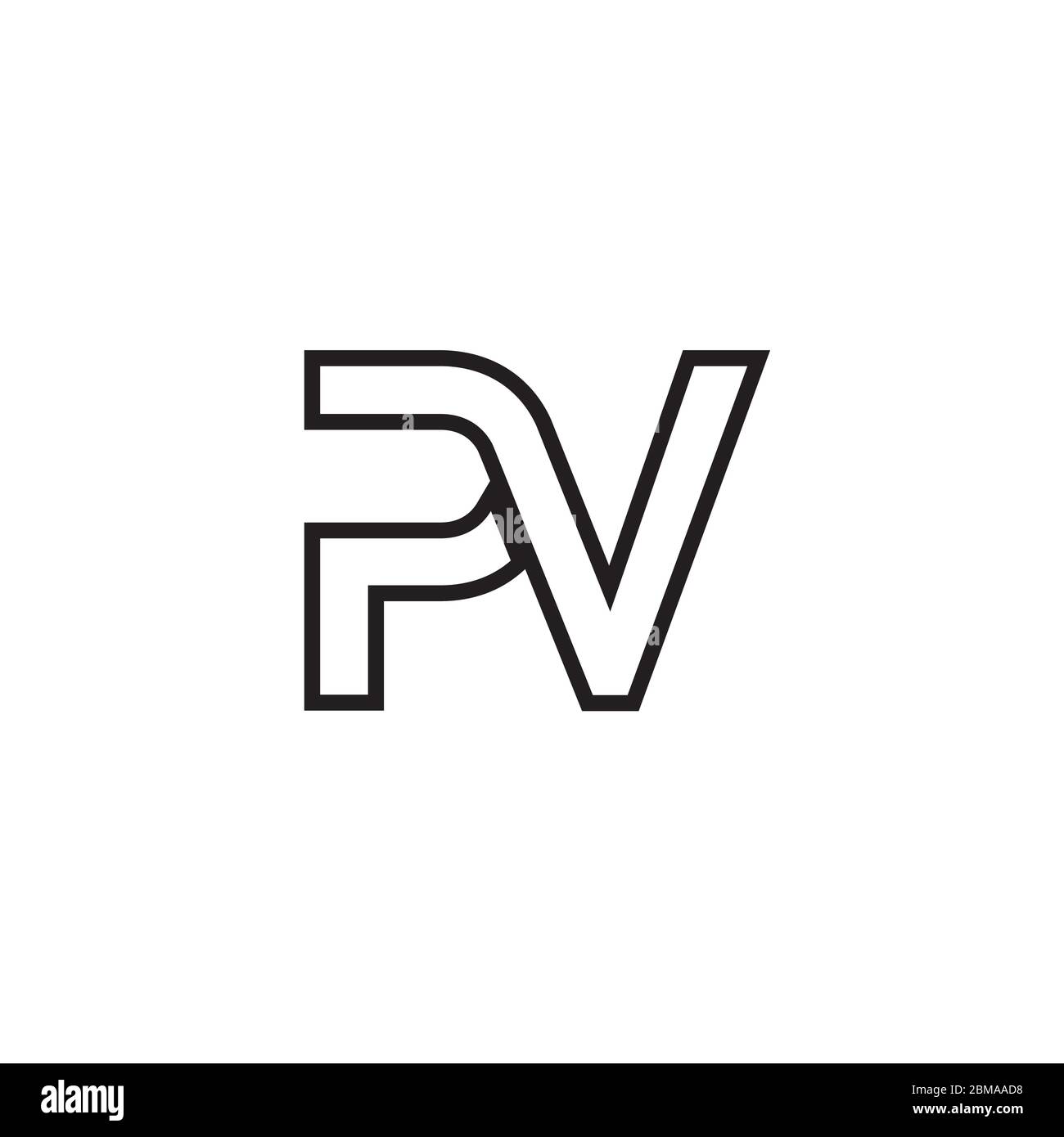 P V letter lines logo design vector Stock Vector