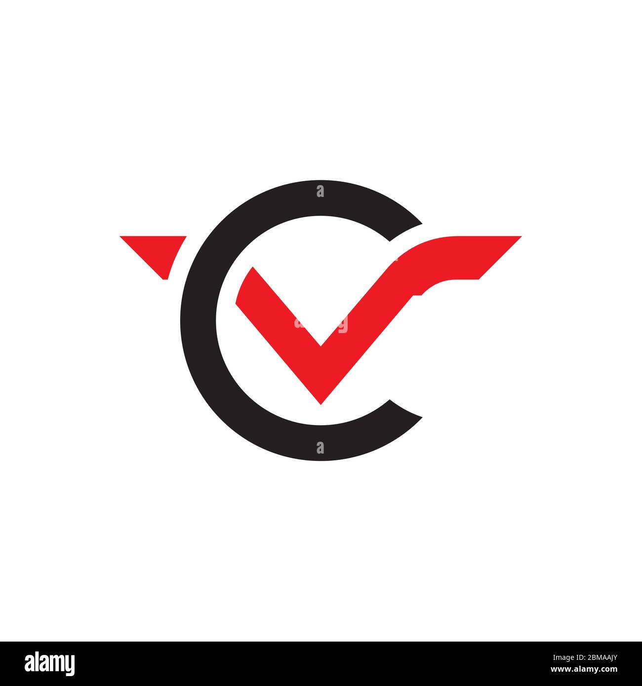 Letter v logo with a red circle swoosh design Vector Image