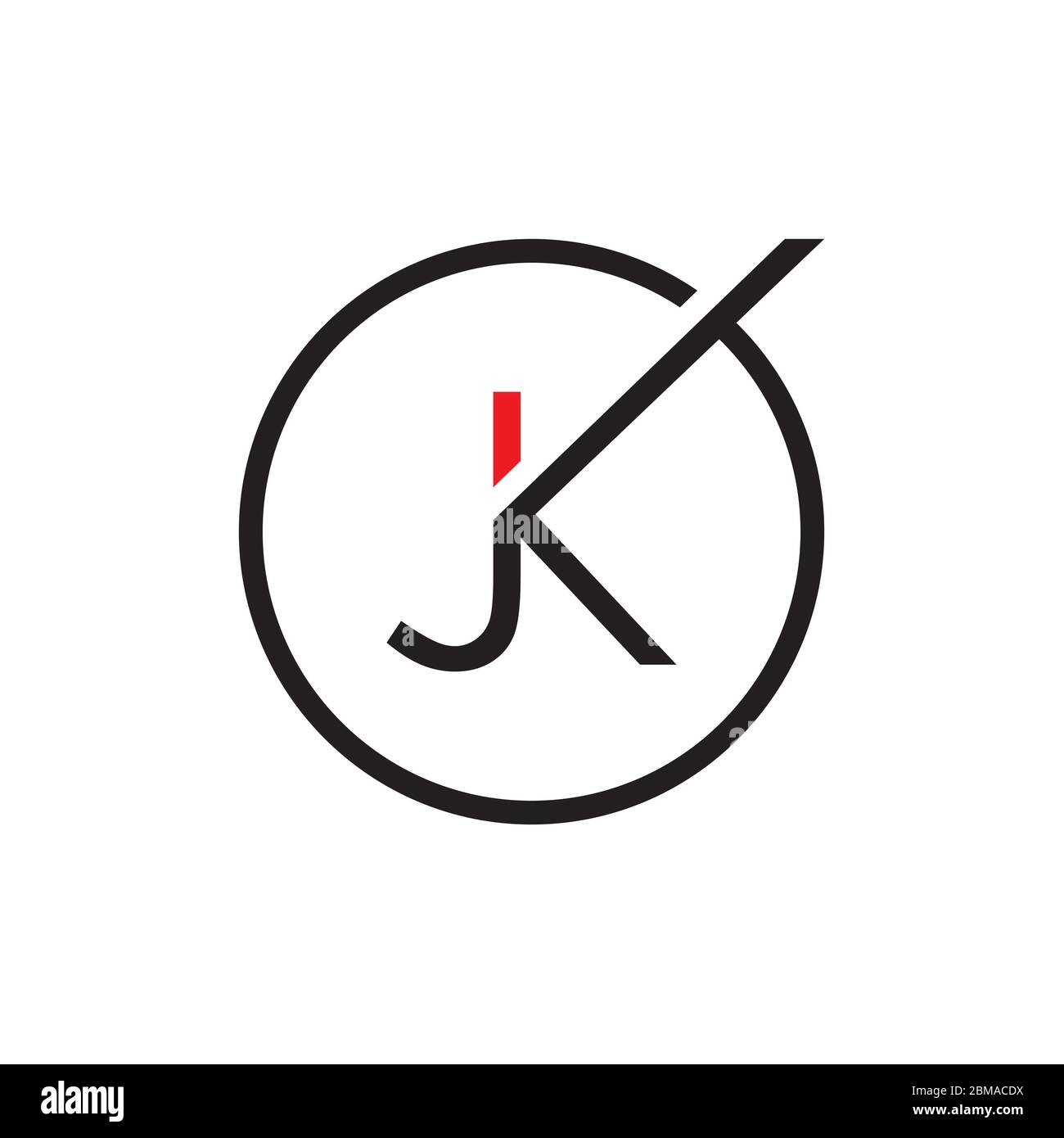 J K letter on circle lines design vector Stock Vector
