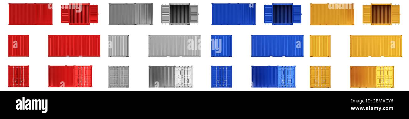 A high quality image of shipping containers on a white background with ...
