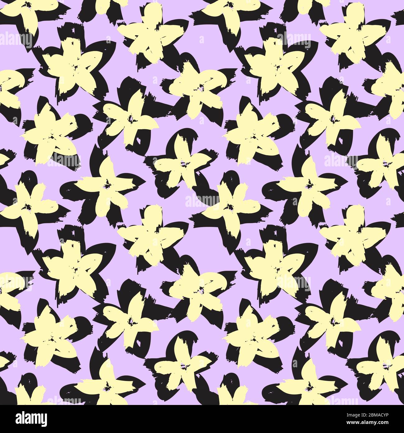 Purple Floral brush strokes seamless pattern background for fashion ...