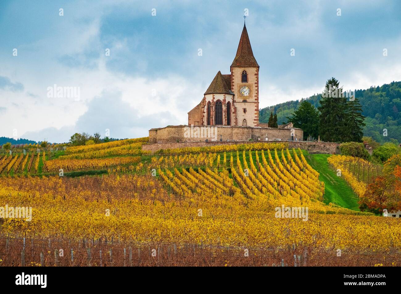 fortified church at hunawihr Stock Photo