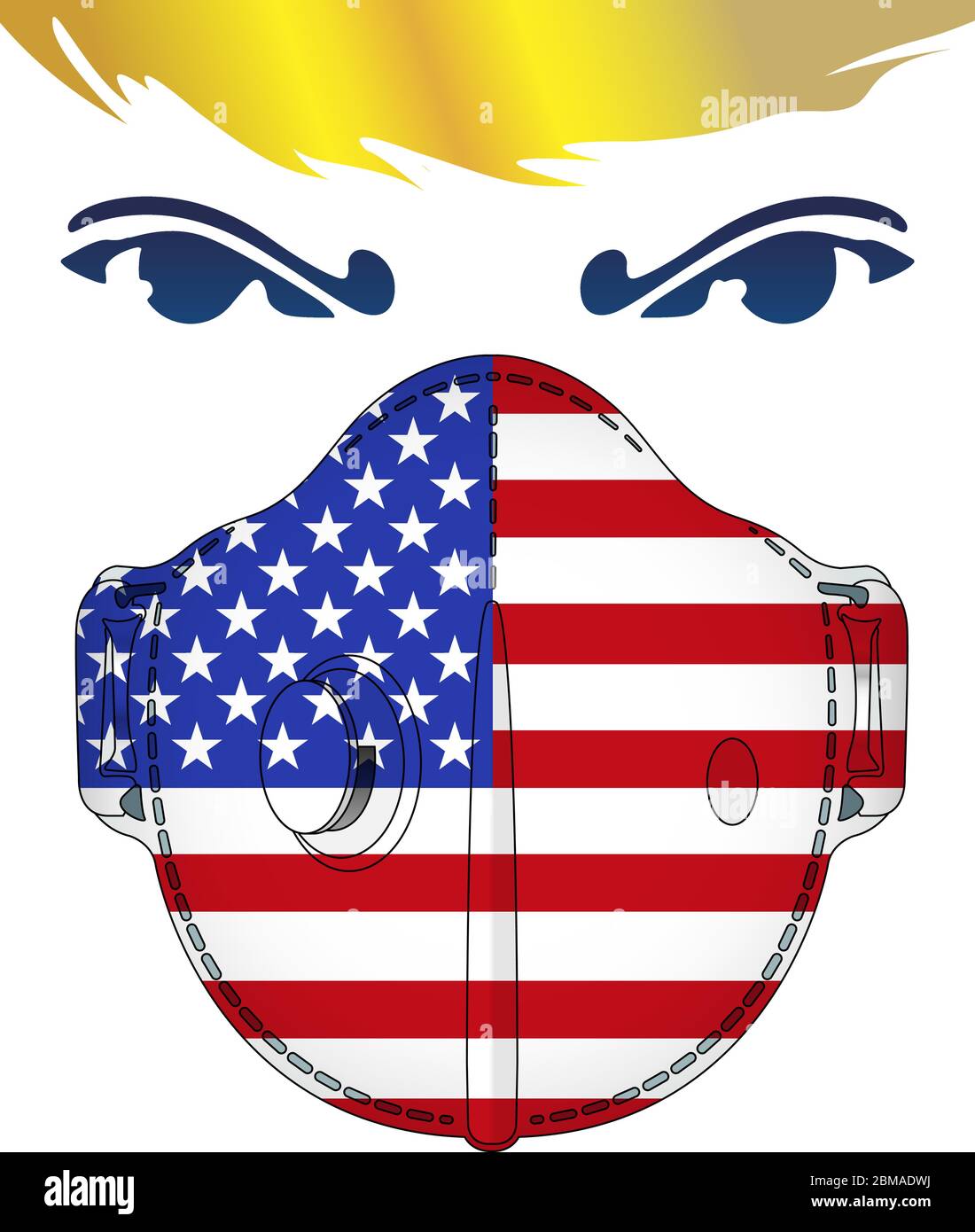 Antiviral mask with US flag with Donald Trump style portrait, vector illustration Stock Vector
