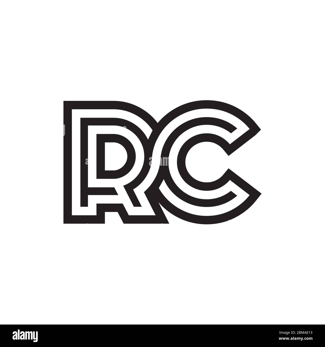 R C letter lines logo design vector Stock Vector