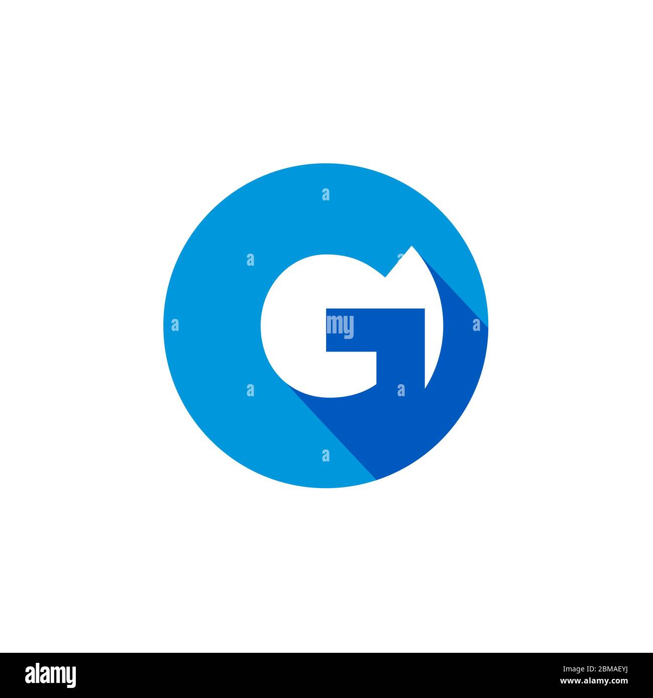 G letter with shadow on blue circle logo design vector Stock Vector