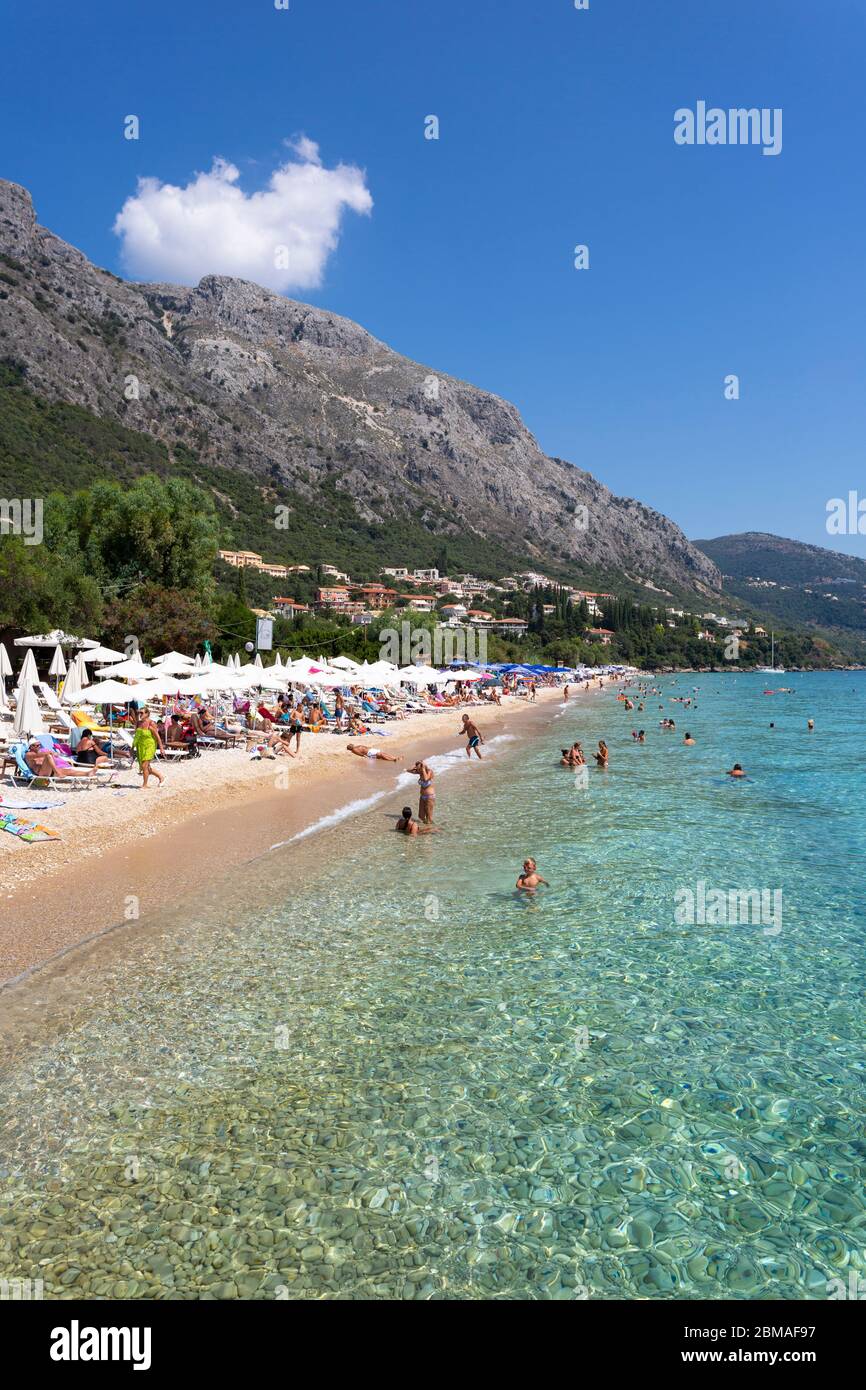 People swimming at Barbati Beach, Corfu Stock Photo