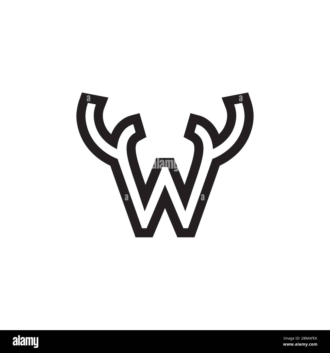 antler lines letter W design concept Stock Vector