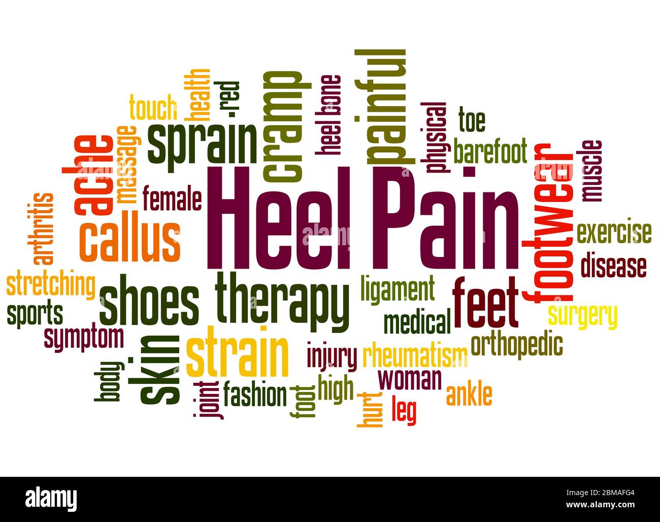 Heel Pain word cloud concept on white background. Stock Photo