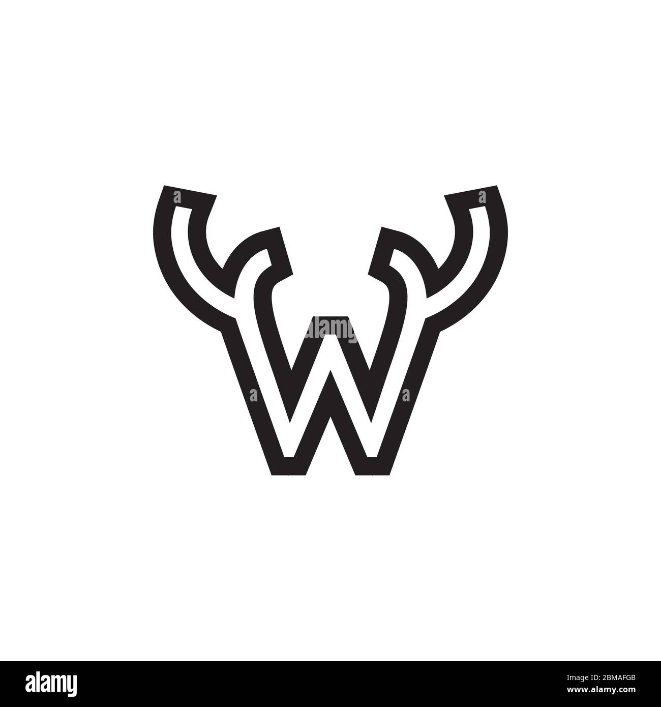 antler lines letter W design concept Stock Vector