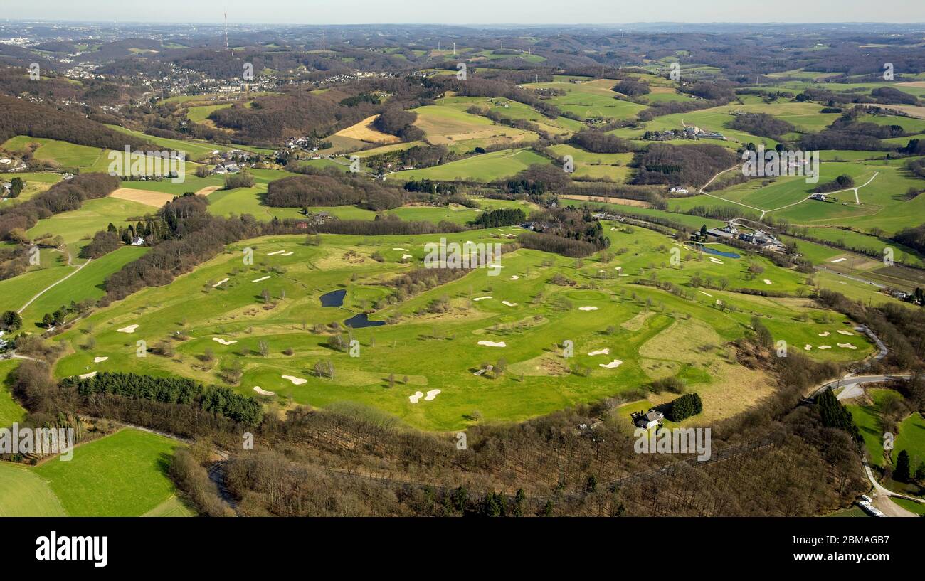 golf course in Velbert, 12.03.2017, aerial view, Germany, North Rhine-Westphalia, Velbert Stock Photo