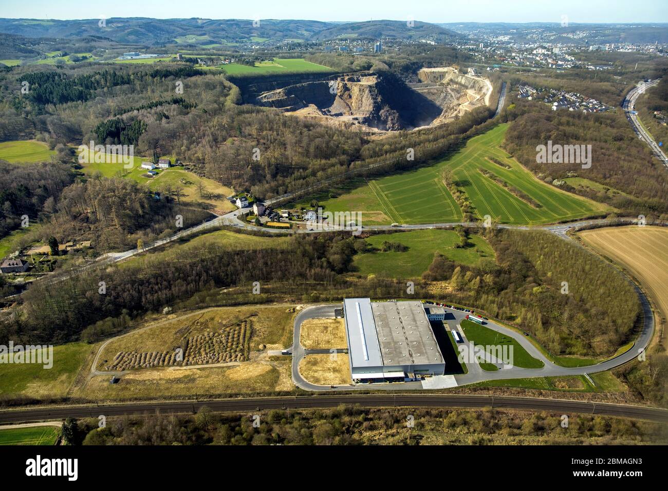 , HFS Hagener Feinblech Service GmbH in Hagen, 27.03.2017, aerial view, Germany, North Rhine-Westphalia, Ruhr Area, Hagen Stock Photo