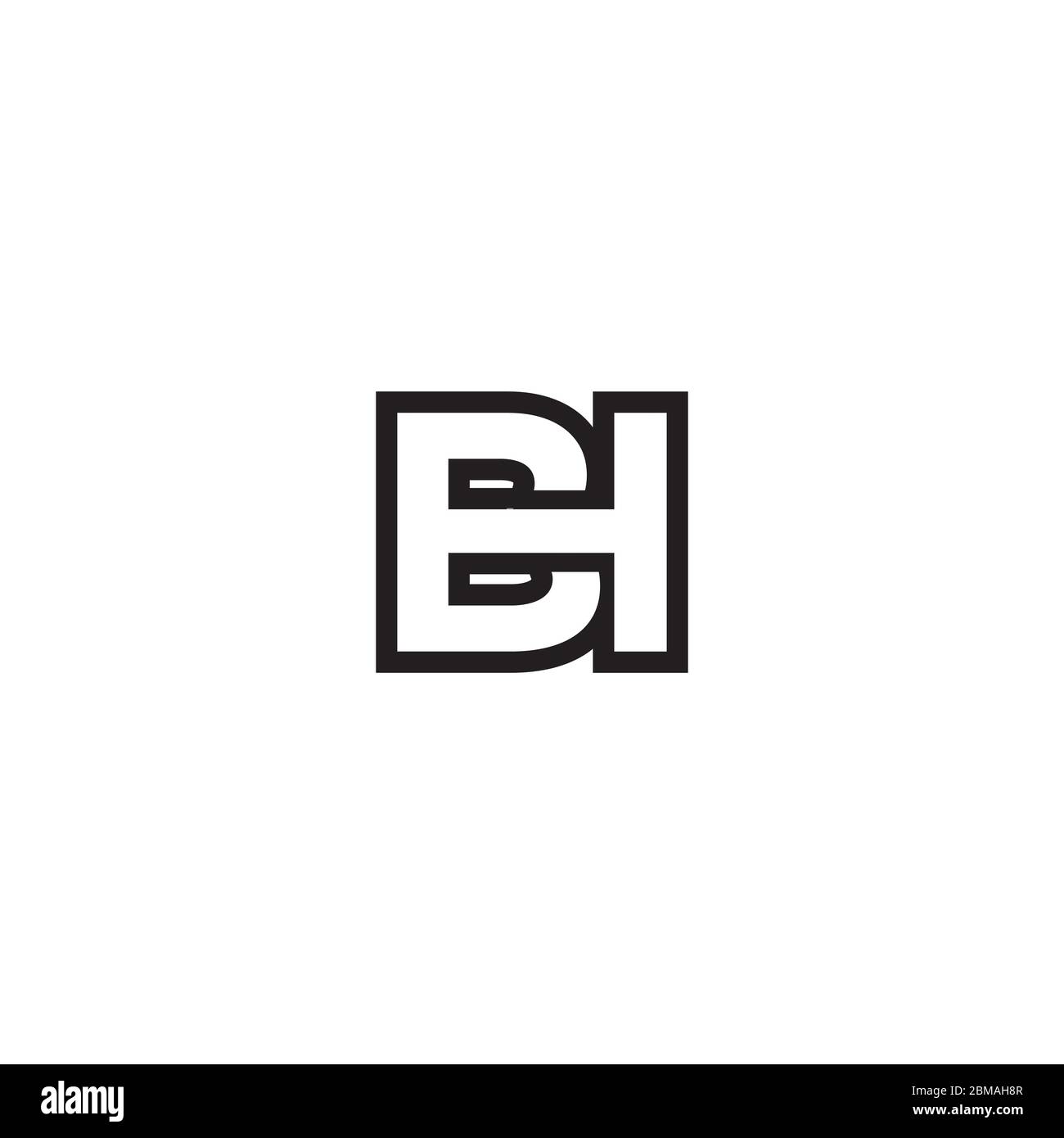 B H lines letter logo design vector Stock Vector