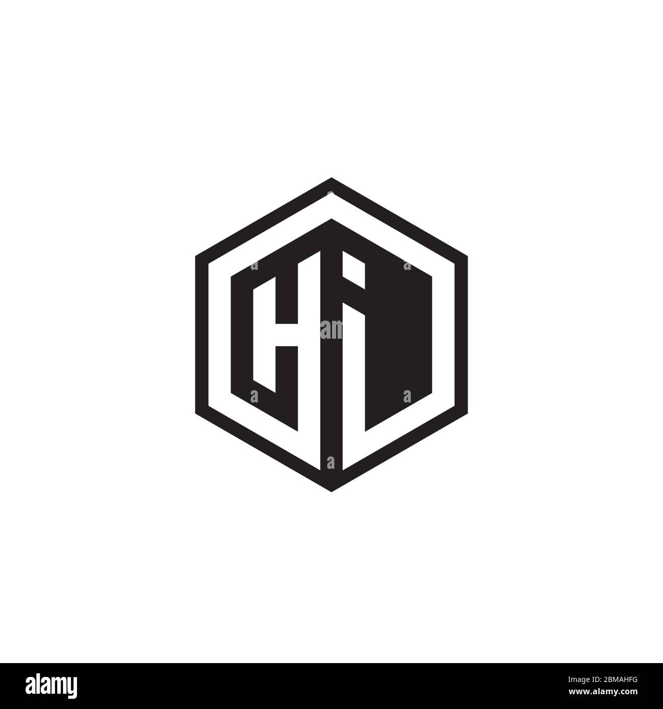 H I hexagon letter logo design concept Stock Vector