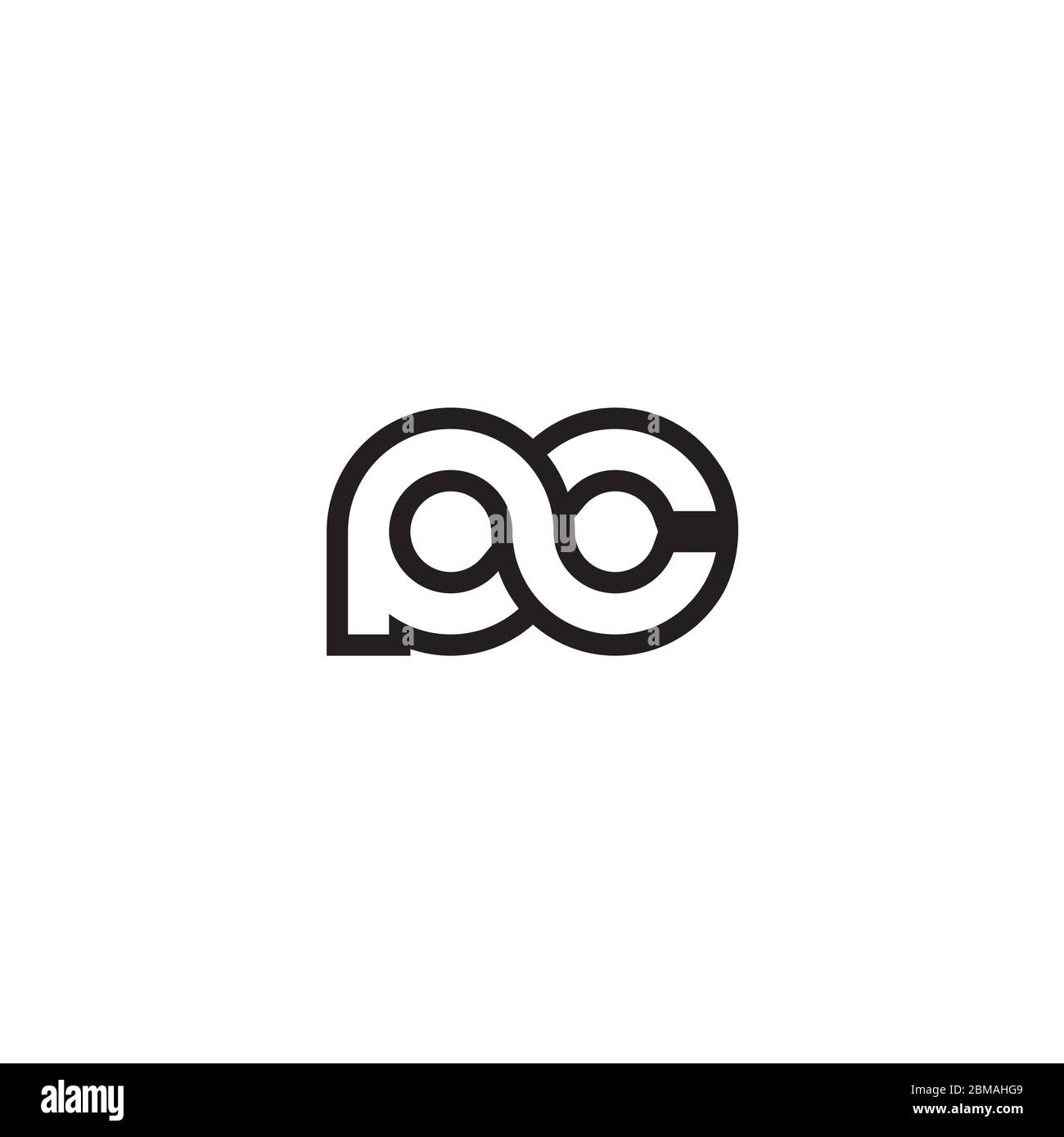 lines lowercase letter P C logo design vector Stock Vector